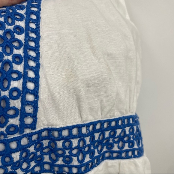 J. Crew | Ruffle Deep V-Neck Beach Linen Blend Dress Style #L7450 Sz M - Picture 7 of 15